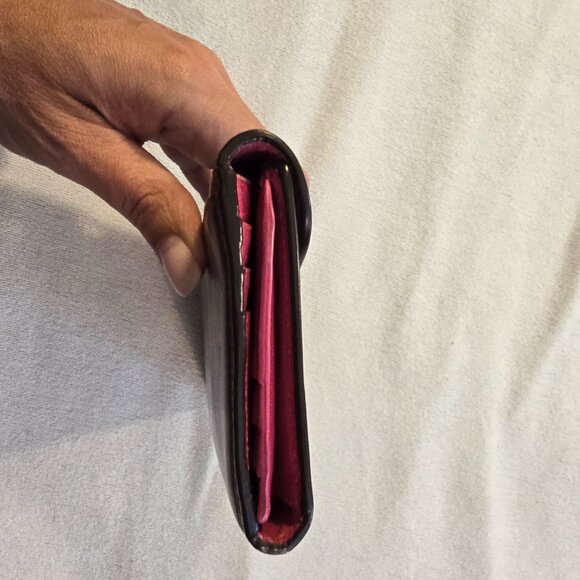 Coach Brown VINTAGE Bleeker Leather Wallet GUC Pink Interior Cream Plaid Fabric - Picture 16 of 16